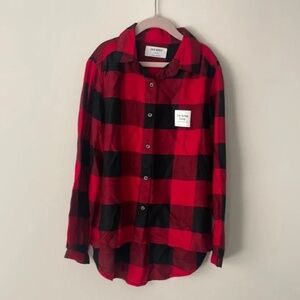 Girls Buffalo Plaid Long Button Down Shirt. Size 10